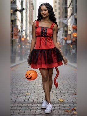 California Costume Red Devil Girl Costume Youth Size medium Dress Only